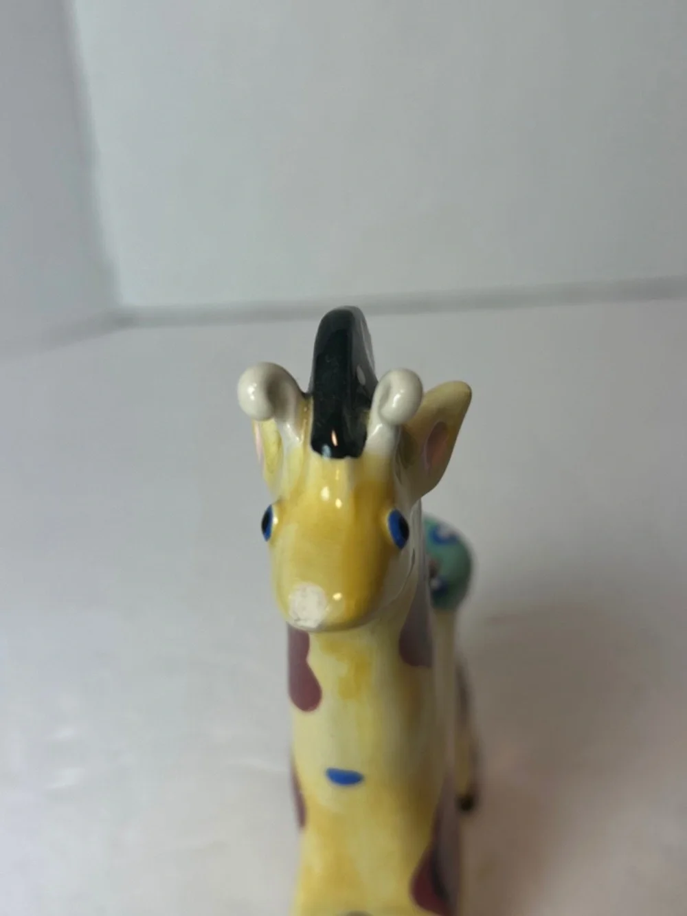 VTG RussianYellow Ceramic Giraffe Candle Holder Decor Handpainted Dainty Kawaii